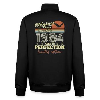 41 Year Anniversary | Original December 1984 - Unisex Organic Zip Sweatshirt by Stanley/Stella - black - Back - AI Model Male 185 light (185cm)