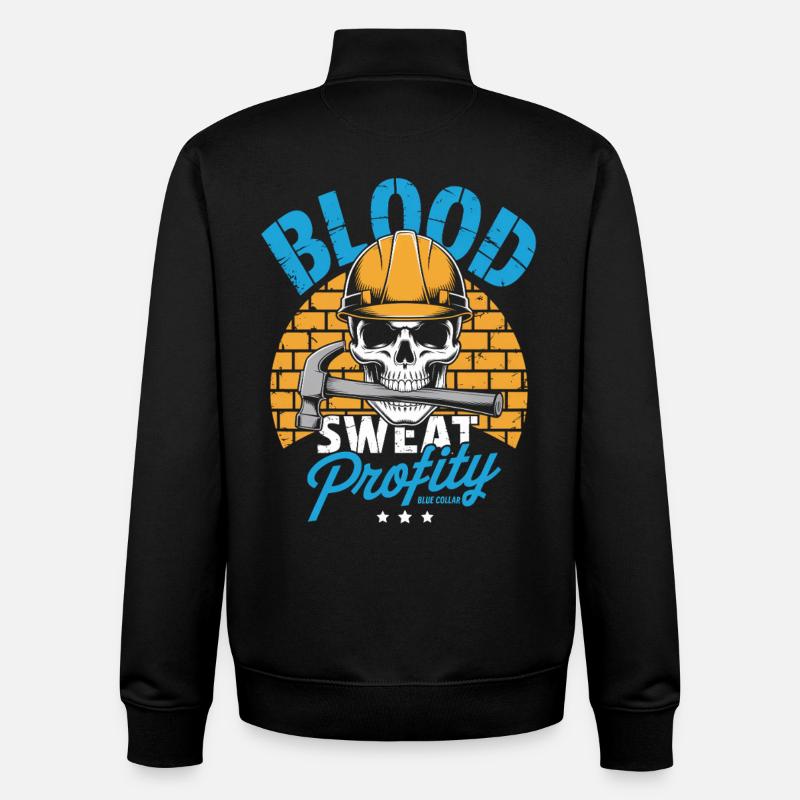 Col bleu Ouvrier Ouvrier du bâtiment - Sweat zippé unisexe en coton bio Stanley/Stella - noir