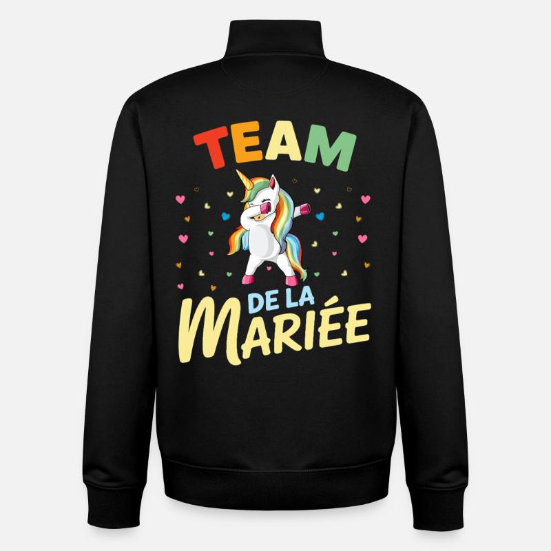 Team de la Mariée Licorne Dabbing EVJF Humour - Sweat zippé unisexe en coton bio Stanley/Stella - noir