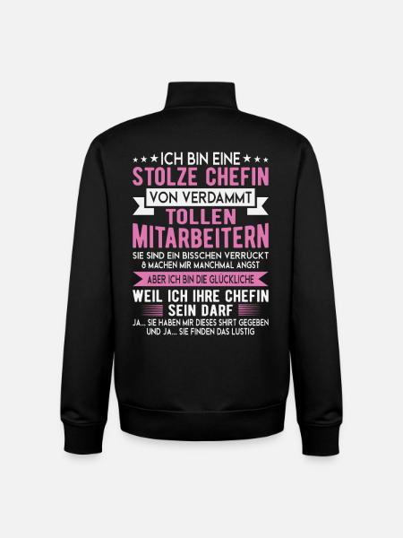Stolze Chefin Mitarbeiter Spruch Shirt - Unisex Organic Zip Sweatshirt by Stanley/Stella - black