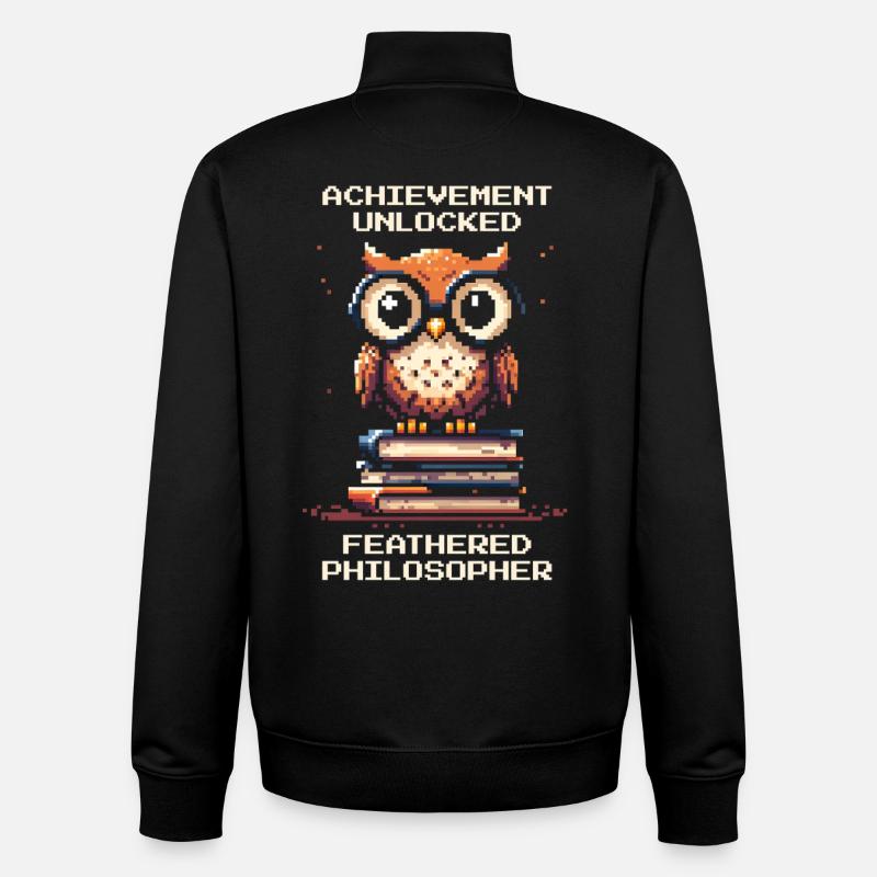 Achievement: Feathered Philosopher | Owl, RPG - Unisex Organic Zip Sweatshirt by Stanley/Stella - black