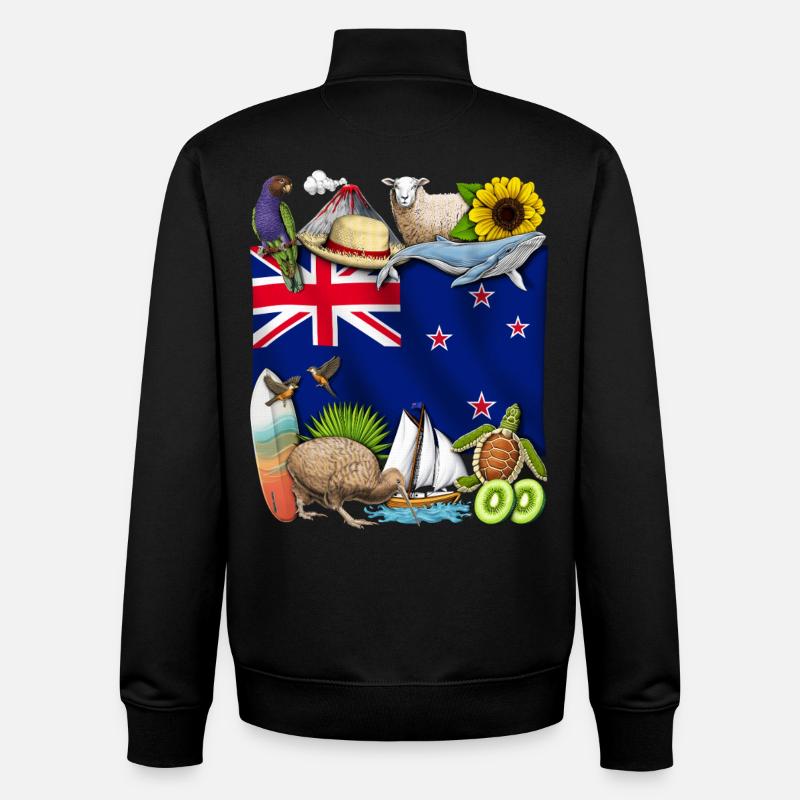 Fierté néo-zélandaise - Sweat zippé unisexe en coton bio Stanley/Stella - noir