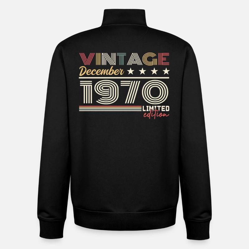 Cadeau Décembre 1970 - Sweat zippé unisexe en coton bio Stanley/Stella - noir
