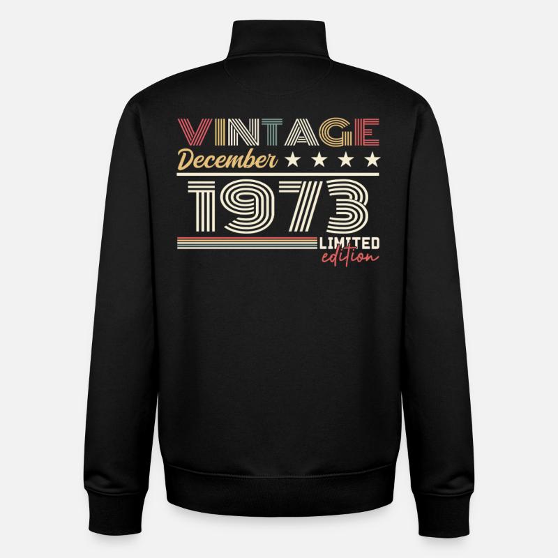 December 1973 Gift - Unisex Organic Zip Sweatshirt by Stanley/Stella - black