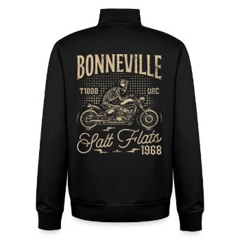 Bonneville Salt Flats Motorrad Geburtstag 1968 - Unisex Organic Zip Sweatshirt von Stanley/Stella - Schwarz - Hinten - AI Model Male 185 light (185cm)