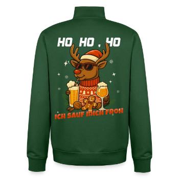 Lustiges Rentier Weihnachtsbier Design - Unisex Organic Zip Sweatshirt von Stanley/Stella - Flaschengrün - Hinten - AI Model Male 185 dark (185cm)