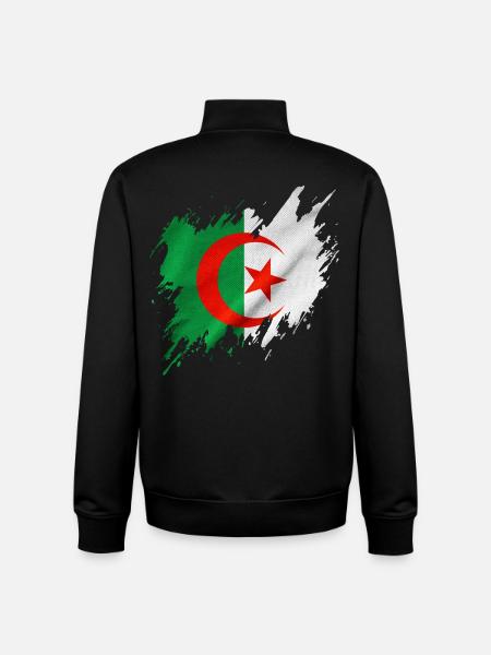 Algeria flag, torn style - Unisex Organic Zip Sweatshirt by Stanley/Stella - black