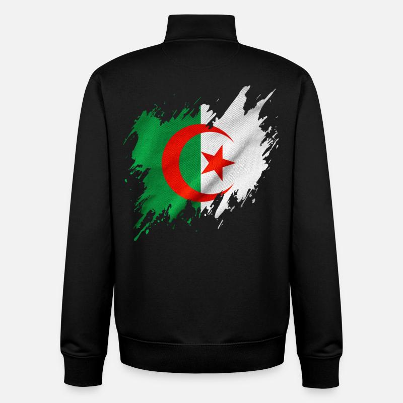 Drapeau de l’Algérie, style déchiré - Sweat zippé unisexe en coton bio Stanley/Stella - noir