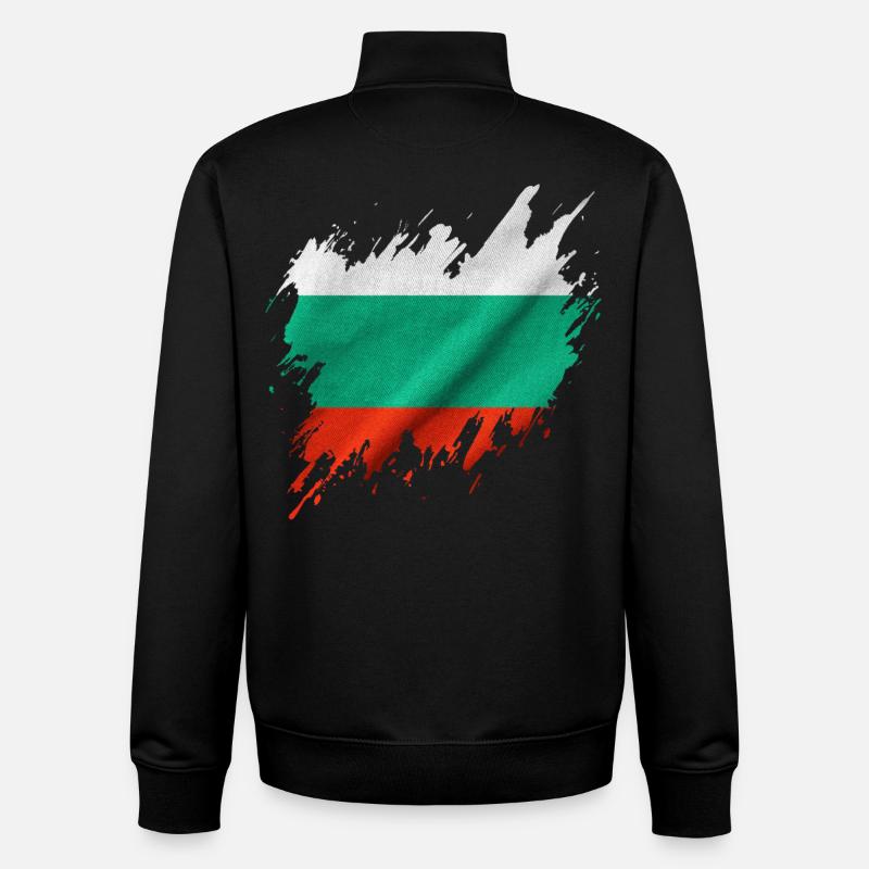 Drapeau bulgare, style déchiré - Sweat zippé unisexe en coton bio Stanley/Stella - noir