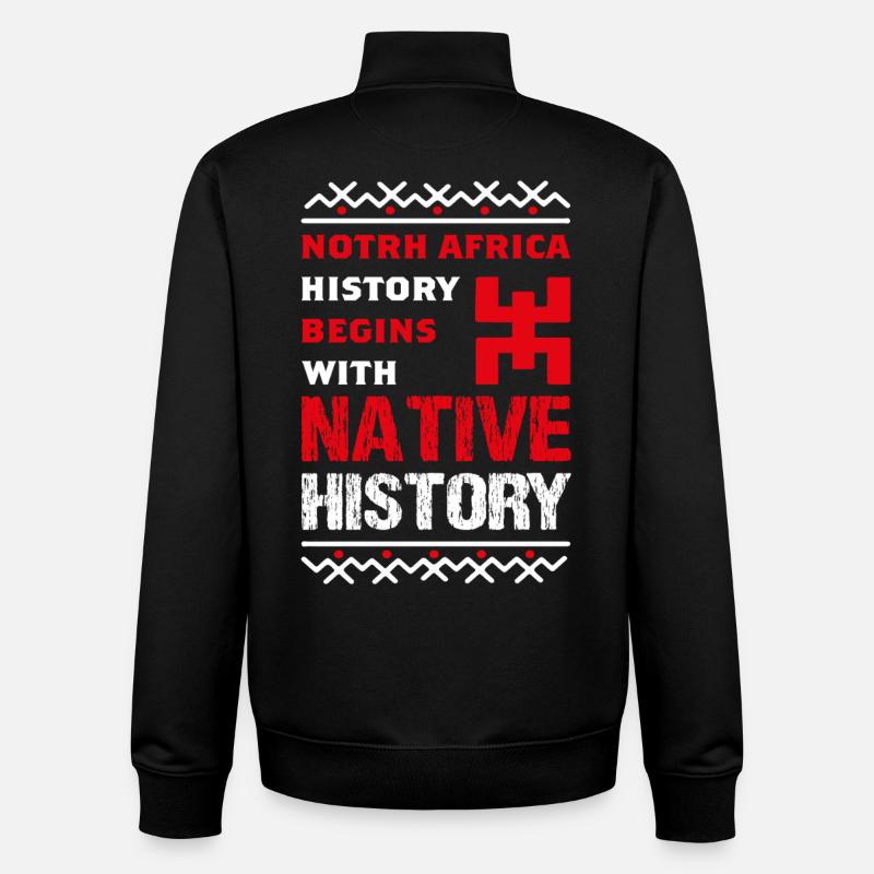 Histoire Autochtone d'Afrique du Nord - Sweat zippé unisexe en coton bio Stanley/Stella - noir
