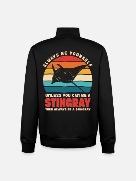 Stingray in Retro Sunset - Unisex Organic Zip Sweatshirt by Stanley/Stella - black