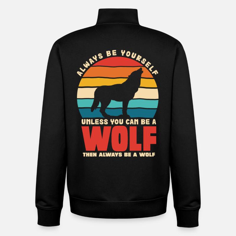 Wolfsruf: Sei Immer Du Selbst - Unisex Organic Zip Sweatshirt von Stanley/Stella - Schwarz