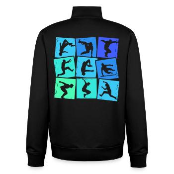 Parkour Extremsportler Parcouring Parcour Jungen - Unisex Organic Zip Sweatshirt von Stanley/Stella - Schwarz - Hinten - AI Model Male 185 light (185cm)