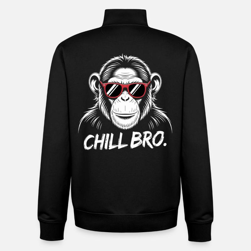 Chill Bro Affe Mit Sonnenbrille - Unisex Organic Zip Sweatshirt von Stanley/Stella - Schwarz
