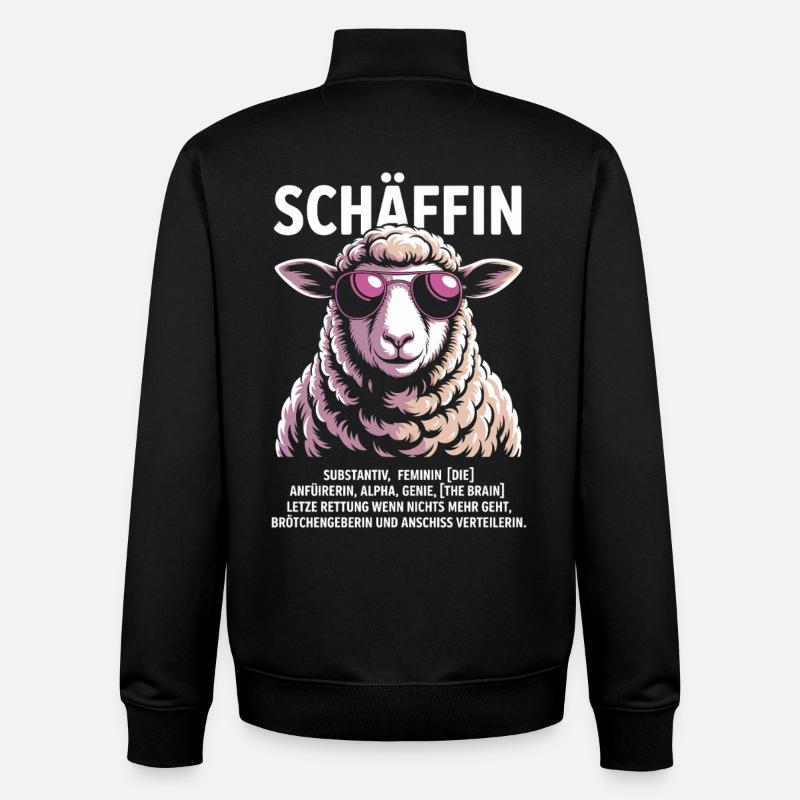 Schäffin Chefin Lustiges Schaf-Motiv - Sweat zippé unisexe en coton bio Stanley/Stella - noir