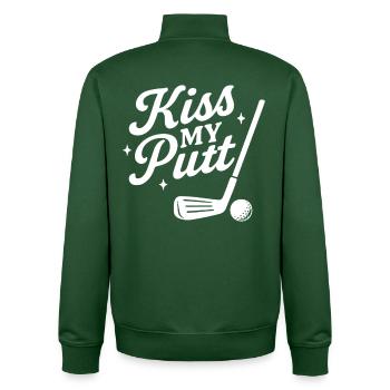 Kiss My Putt Funny Golf Lover Design - Unisex Organic Zip Sweatshirt by Stanley/Stella - bottle green - Back - AI Model Male 185 dark (185cm)