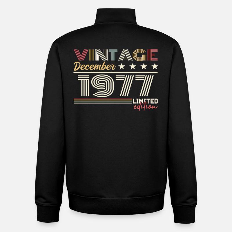 December 1977 Gift - Unisex Organic Zip Sweatshirt by Stanley/Stella - black