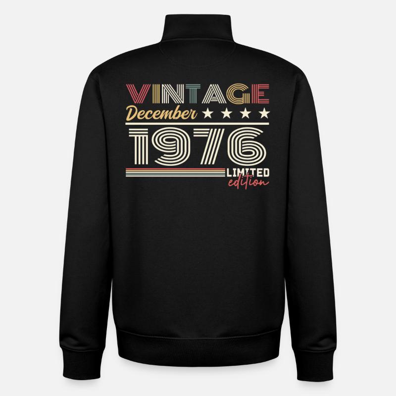 Cadeau Décembre 1976 - Sweat zippé unisexe en coton bio Stanley/Stella - noir