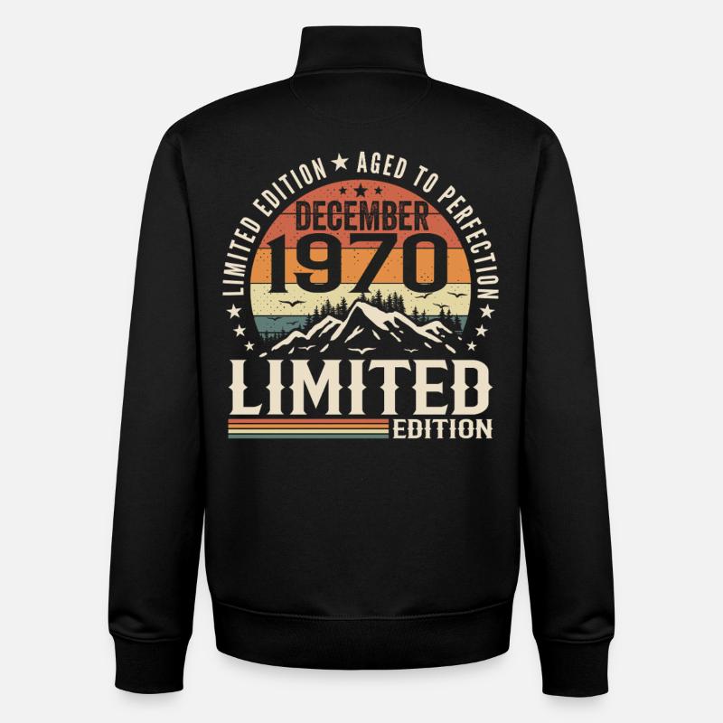 Décembre 1970 - Sweat zippé unisexe en coton bio Stanley/Stella - noir