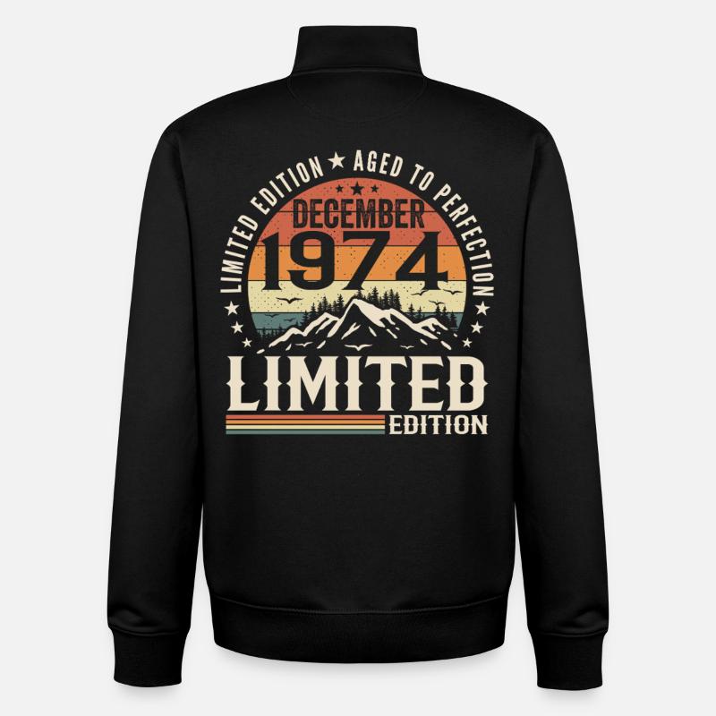 Décembre 1974 - Sweat zippé unisexe en coton bio Stanley/Stella - noir