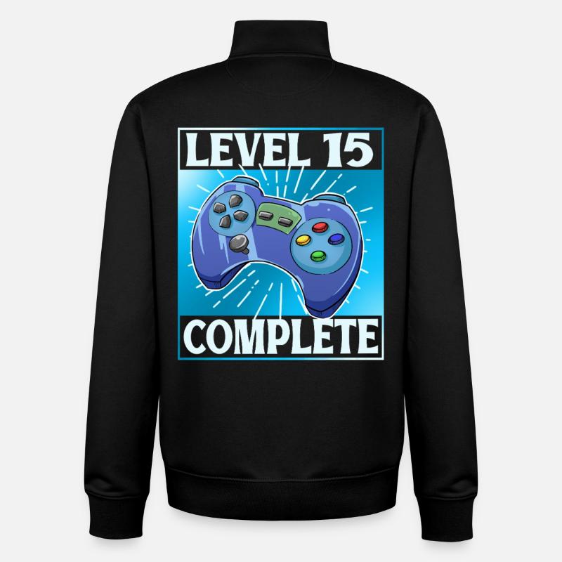 Level 15 complete - Unisex Organic Zip Sweatshirt by Stanley/Stella - black