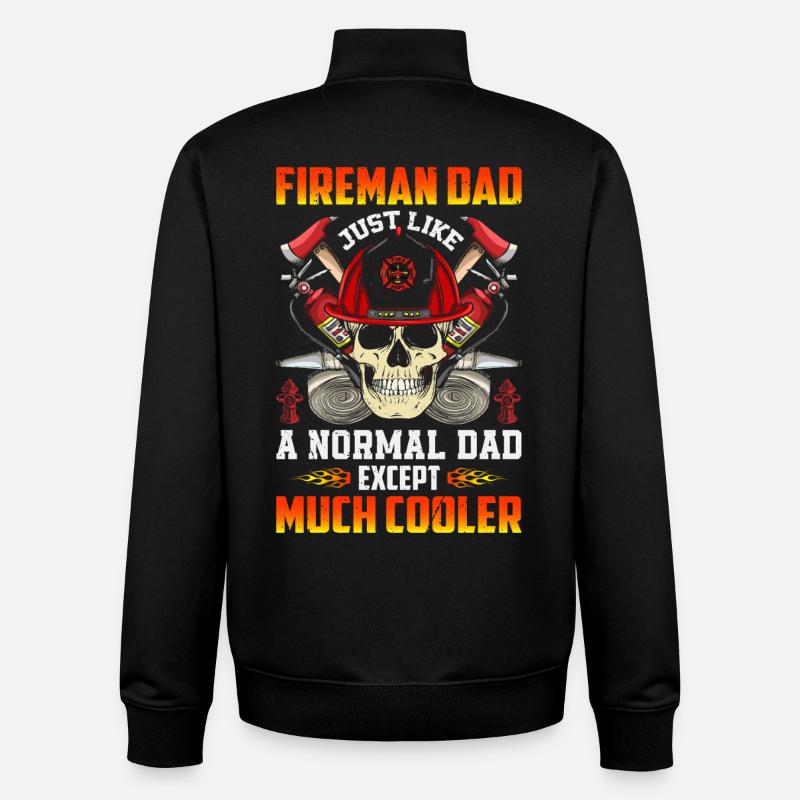 Papa pompier - Sweat zippé unisexe en coton bio Stanley/Stella - noir