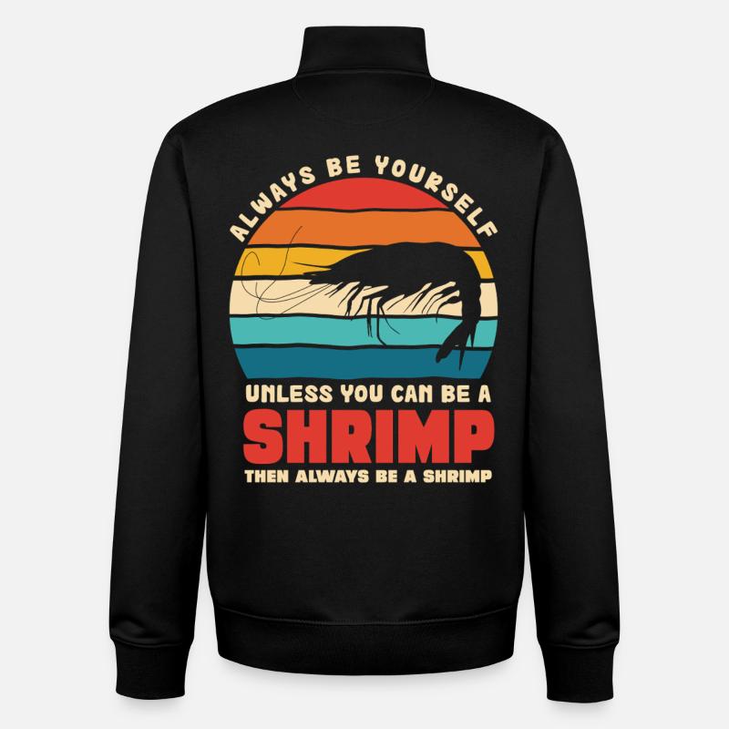 Crevette Thème Rétro Coucher de soleil - Sweat zippé unisexe en coton bio Stanley/Stella - noir