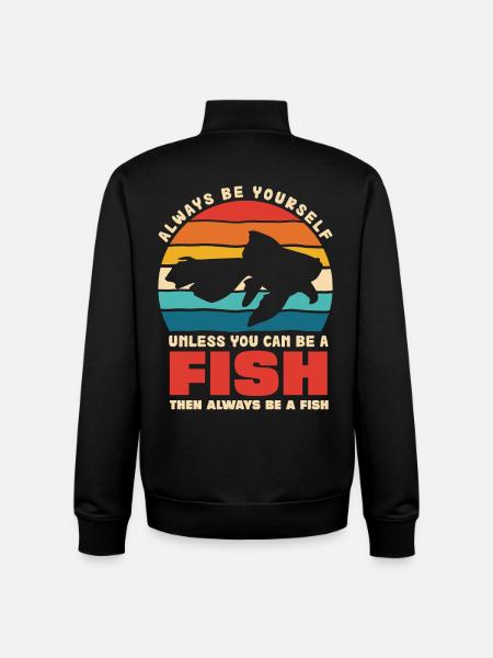 Fish Be Yourself Retro Sunset - Unisex Organic Zip Sweatshirt by Stanley/Stella - black