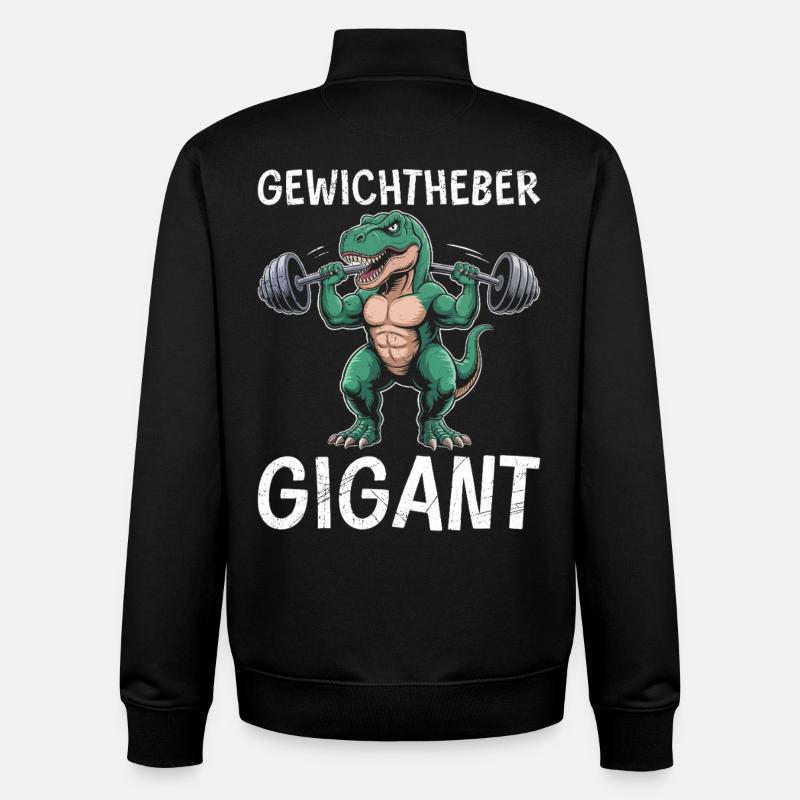 WEIGHTLIFTING GIANT Dinosaur Funny - Unisex Organic Zip Sweatshirt by Stanley/Stella - black