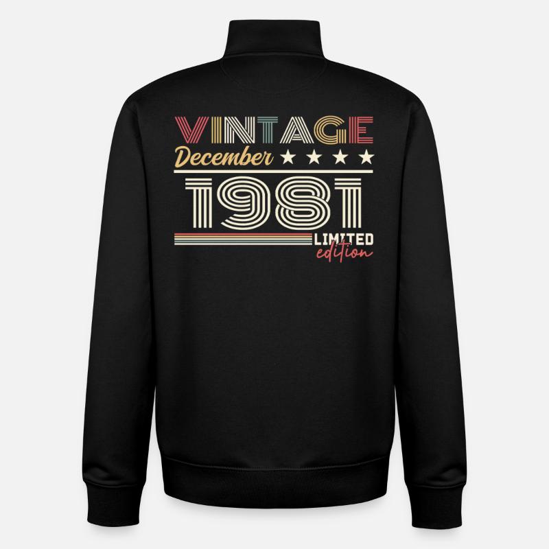 Cadeau Décembre 1981 - Sweat zippé unisexe en coton bio Stanley/Stella - noir
