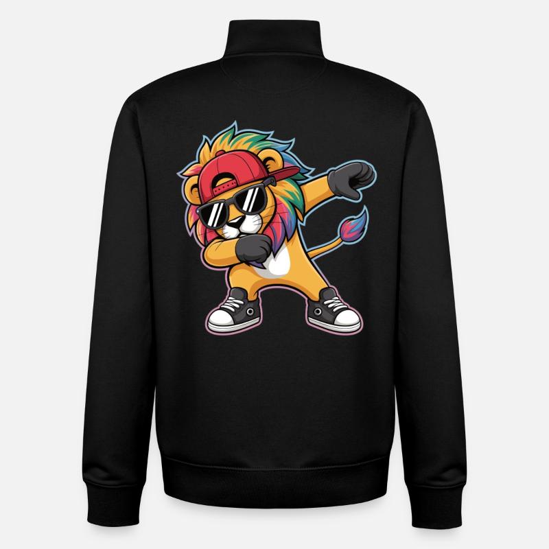 Dabbing Löwe mit Regenbogenmähne - Unisex Organic Zip Sweatshirt von Stanley/Stella - Schwarz
