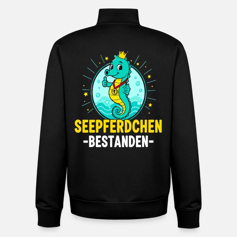 Hippocampe réussi cours de natation enfant - Sweat zippé unisexe en coton bio Stanley/Stella - noir