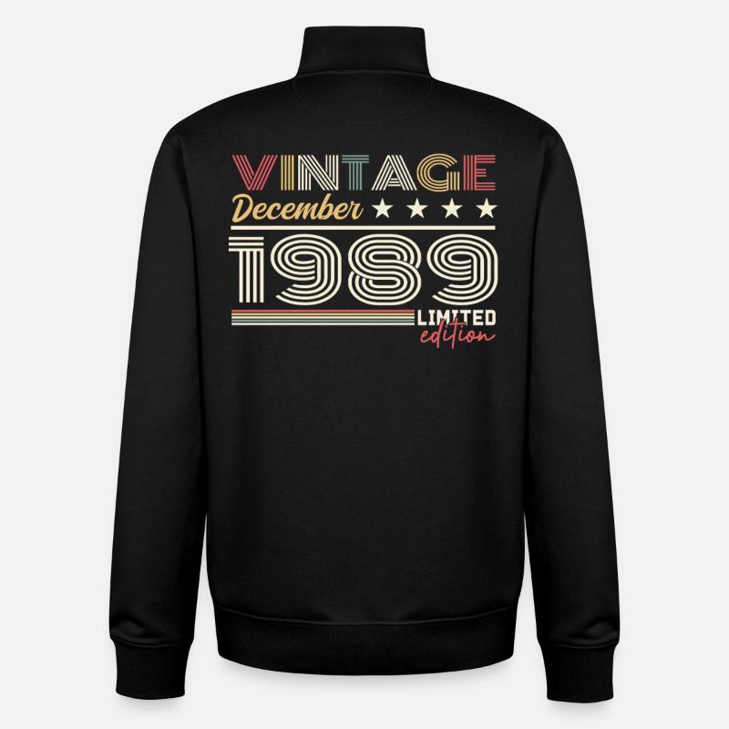 December 1989 Gift - Unisex Organic Zip Sweatshirt by Stanley/Stella - black