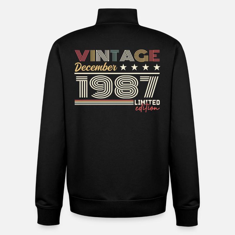 Cadeau Décembre 1987 - Sweat zippé unisexe en coton bio Stanley/Stella - noir