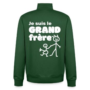 I'm the Big Brother Humor and Family Pride - Unisex Organic Zip Sweatshirt by Stanley/Stella - bottle green - Back - AI Model Male 185 dark (185cm)