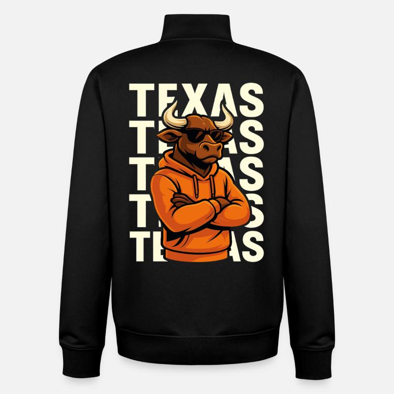 Cooler Stier Texas Stil - Unisex Organic Zip Sweatshirt von Stanley/Stella - Schwarz