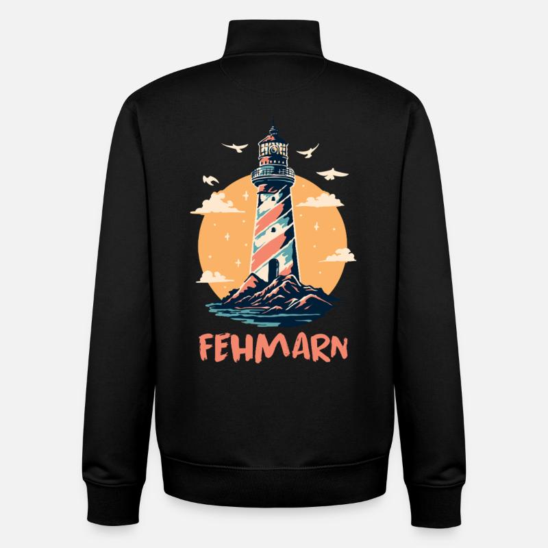 Baltic Sea Holiday FEHMARN Lighthouse Fun - Unisex Organic Zip Sweatshirt by Stanley/Stella - black
