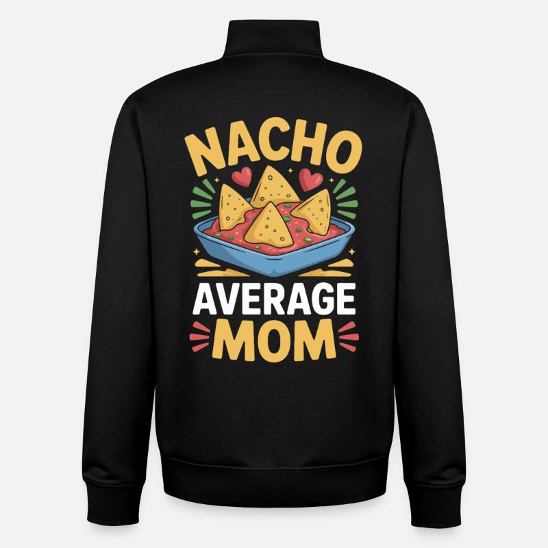 Nacho Maman Moyenne Drôle - Sweat zippé unisexe en coton bio Stanley/Stella - noir