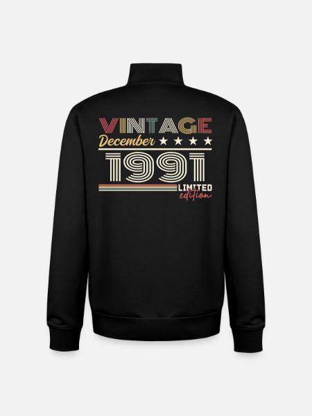 December 1991 Gift - Unisex Organic Zip Sweatshirt by Stanley/Stella - black