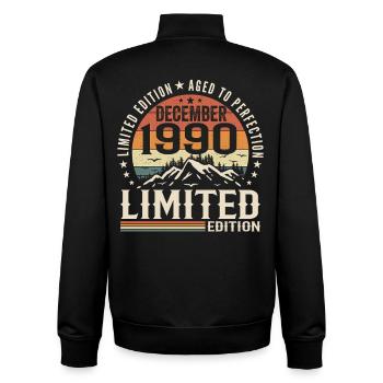 December 1990 - Unisex Organic Zip Sweatshirt by Stanley/Stella - black - Back - AI Model Male 185 light (185cm)