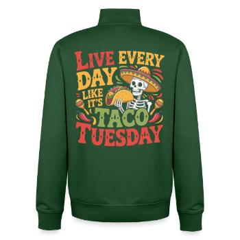 Taco Tuesday – Chemise de nourriture amusante pour les fêtes - Sweat zippé unisexe en coton bio Stanley/Stella - vert bouteille - Dos - AI Model Male 185 dark (185cm)