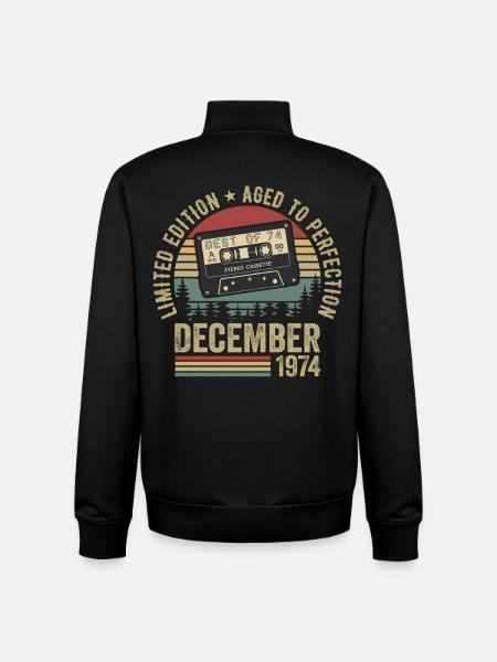 December 1974 - Anniversary December 1974 - Unisex Organic Zip Sweatshirt by Stanley/Stella - black