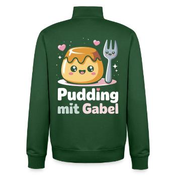 Pudding with fork - Unisex Organic Zip Sweatshirt by Stanley/Stella - bottle green - Back - AI Model Male 185 dark (185cm)