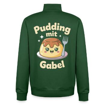 Pudding with fork - Unisex Organic Zip Sweatshirt by Stanley/Stella - bottle green - Back - AI Model Male 185 dark (185cm)