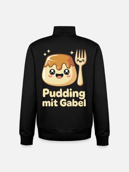Pudding with fork - Unisex Organic Zip Sweatshirt by Stanley/Stella - black