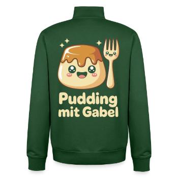 Pudding with fork - Unisex Organic Zip Sweatshirt by Stanley/Stella - bottle green - Back - AI Model Male 185 dark (185cm)