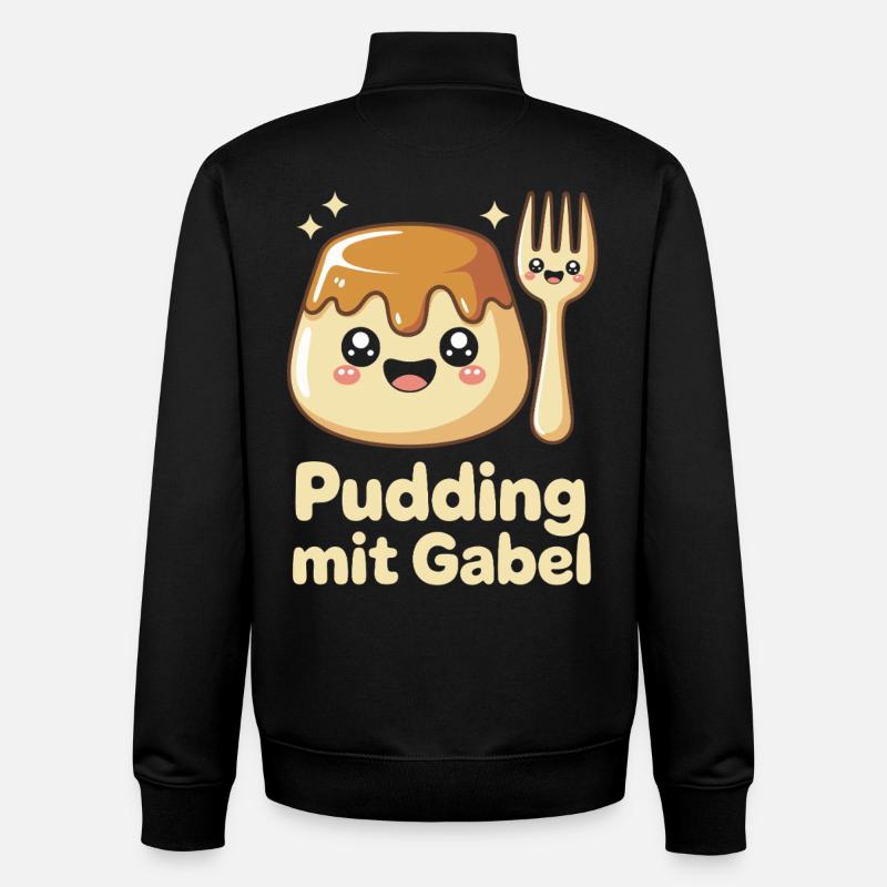 Pudding with fork - Unisex Organic Zip Sweatshirt by Stanley/Stella - black