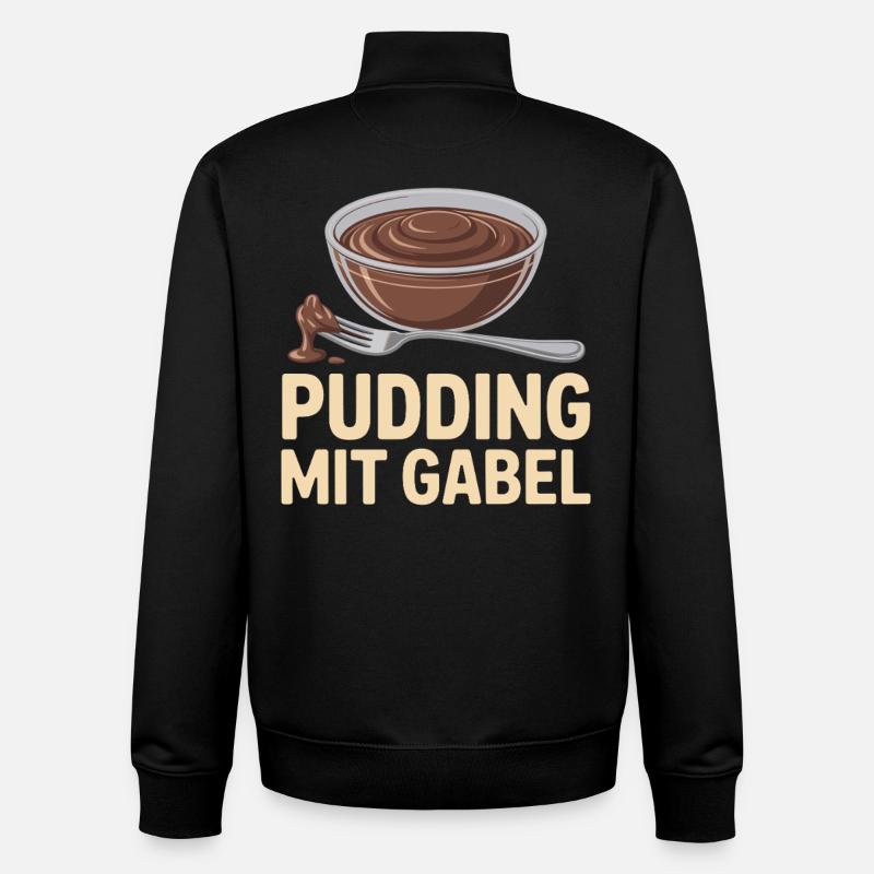 Pudding with fork - Unisex Organic Zip Sweatshirt by Stanley/Stella - black