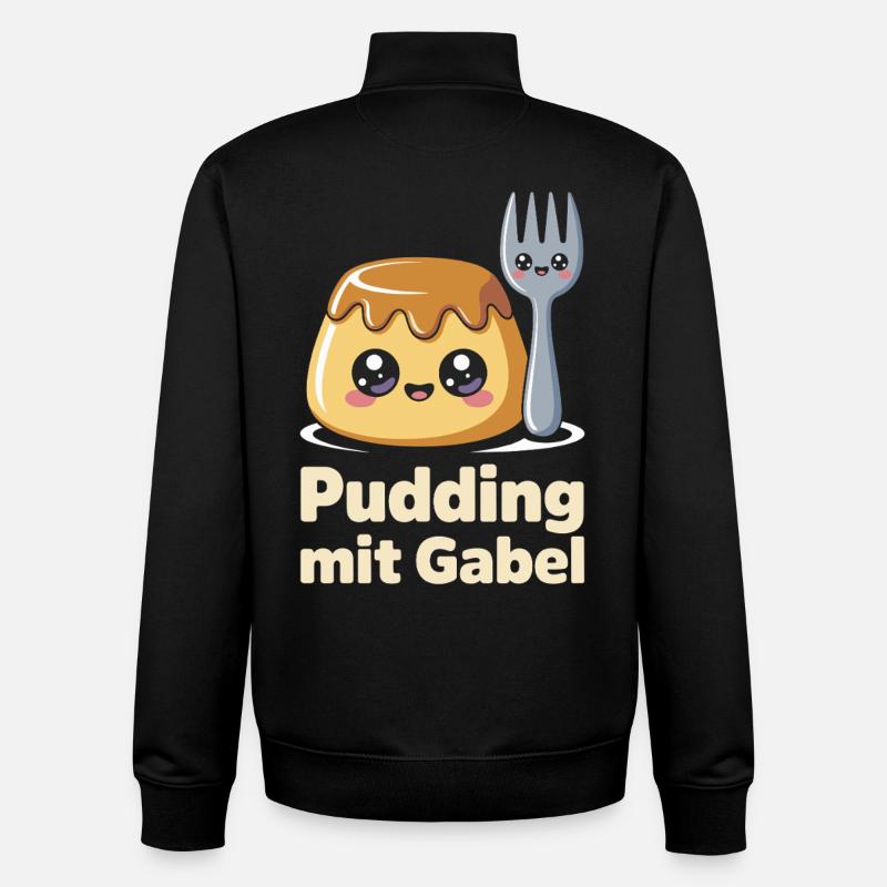 Pudding with fork - Unisex Organic Zip Sweatshirt by Stanley/Stella - black