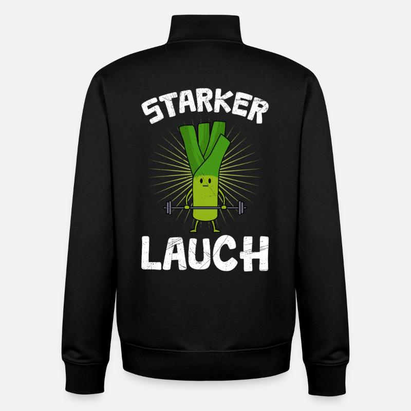Haltérophile STRONG LEEK Drôle - Sweat zippé unisexe en coton bio Stanley/Stella - noir